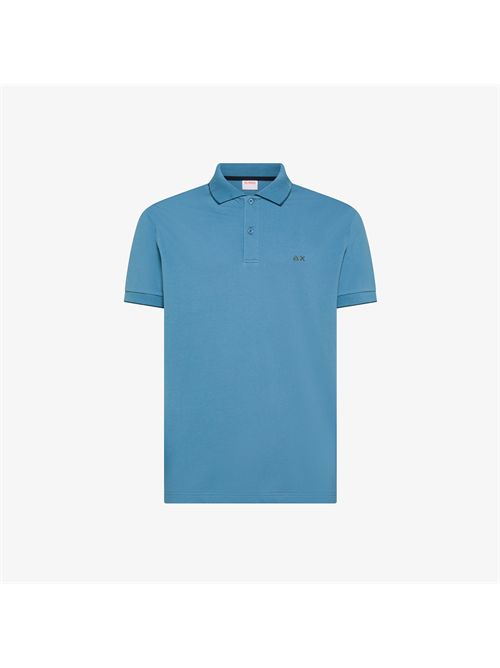 Polo con dettagli a contrasto in cotone blu avio